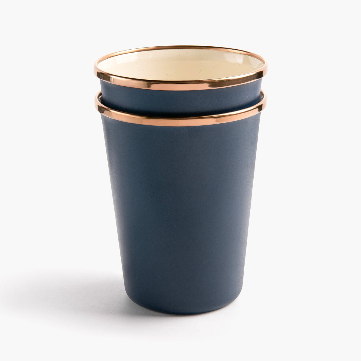Enamel 2-Tone Tall Cup Set Indigo Blue